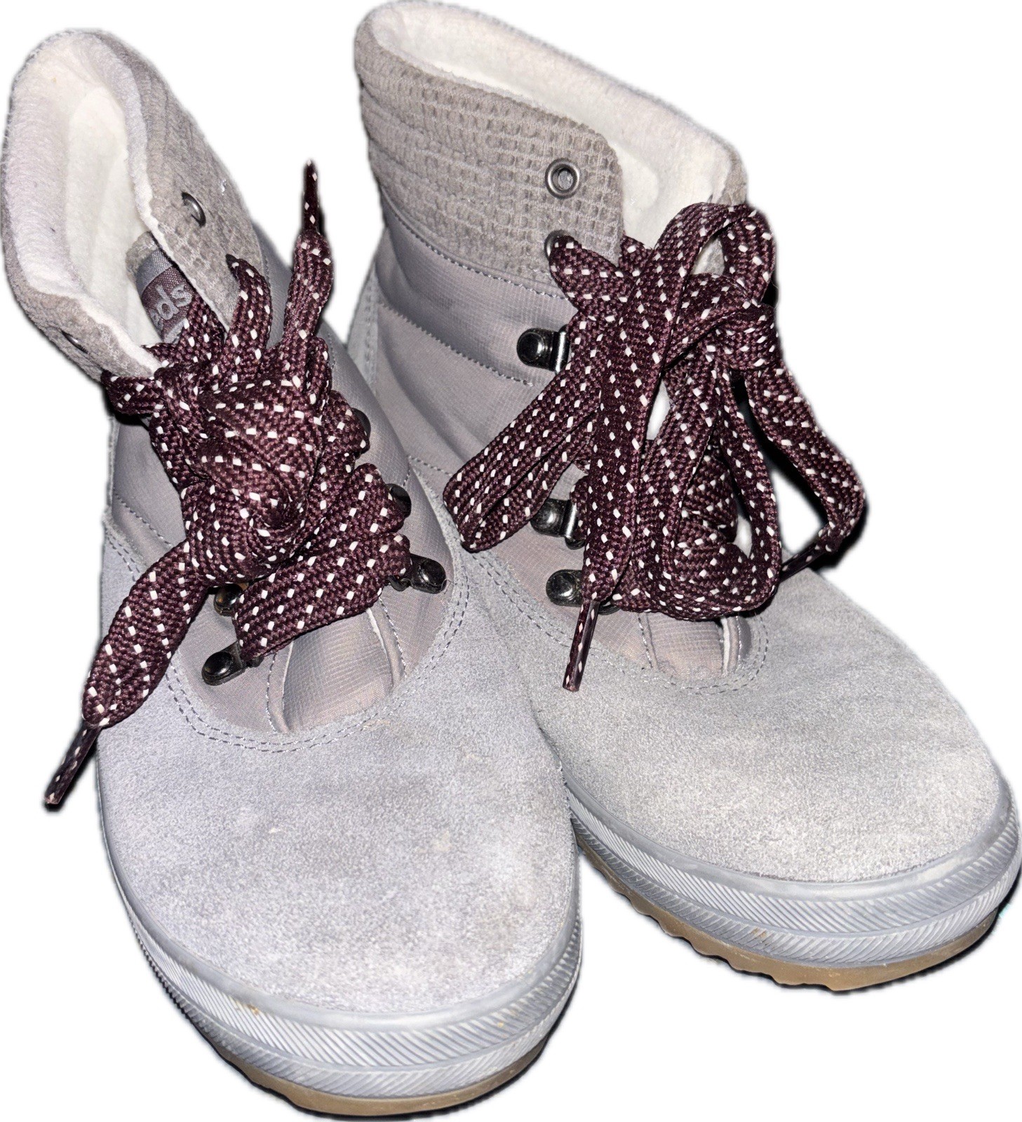 Keds Winter Women Boots Faux Fur Lined Size 6.5 Suede Gray Lace Up Winter Snow