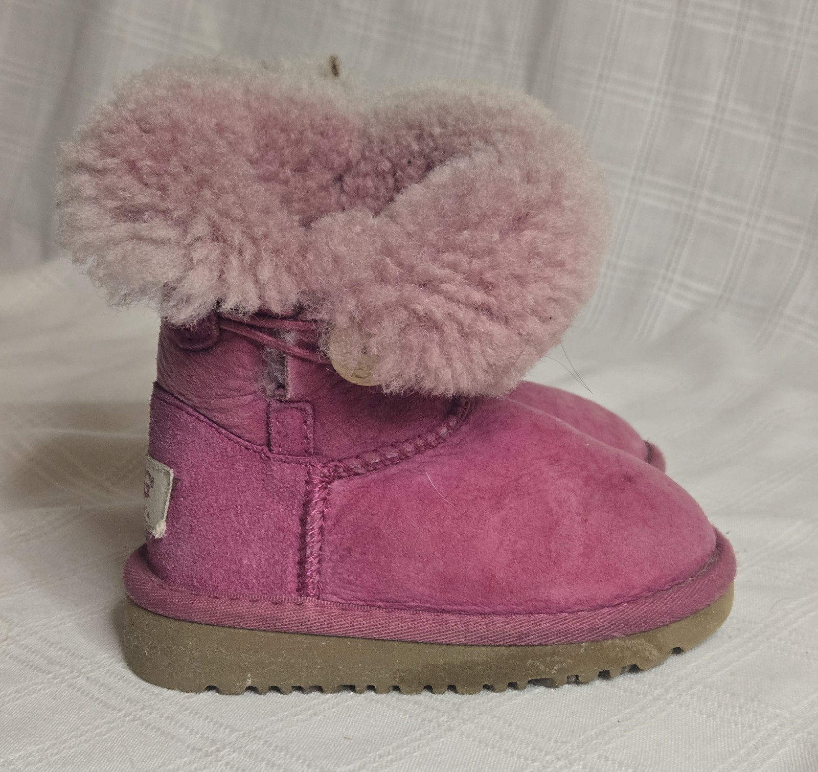 UGG Kids Bailey Button II Suede Chestnut Toddler Girls Boots Size 6 Pink GUC