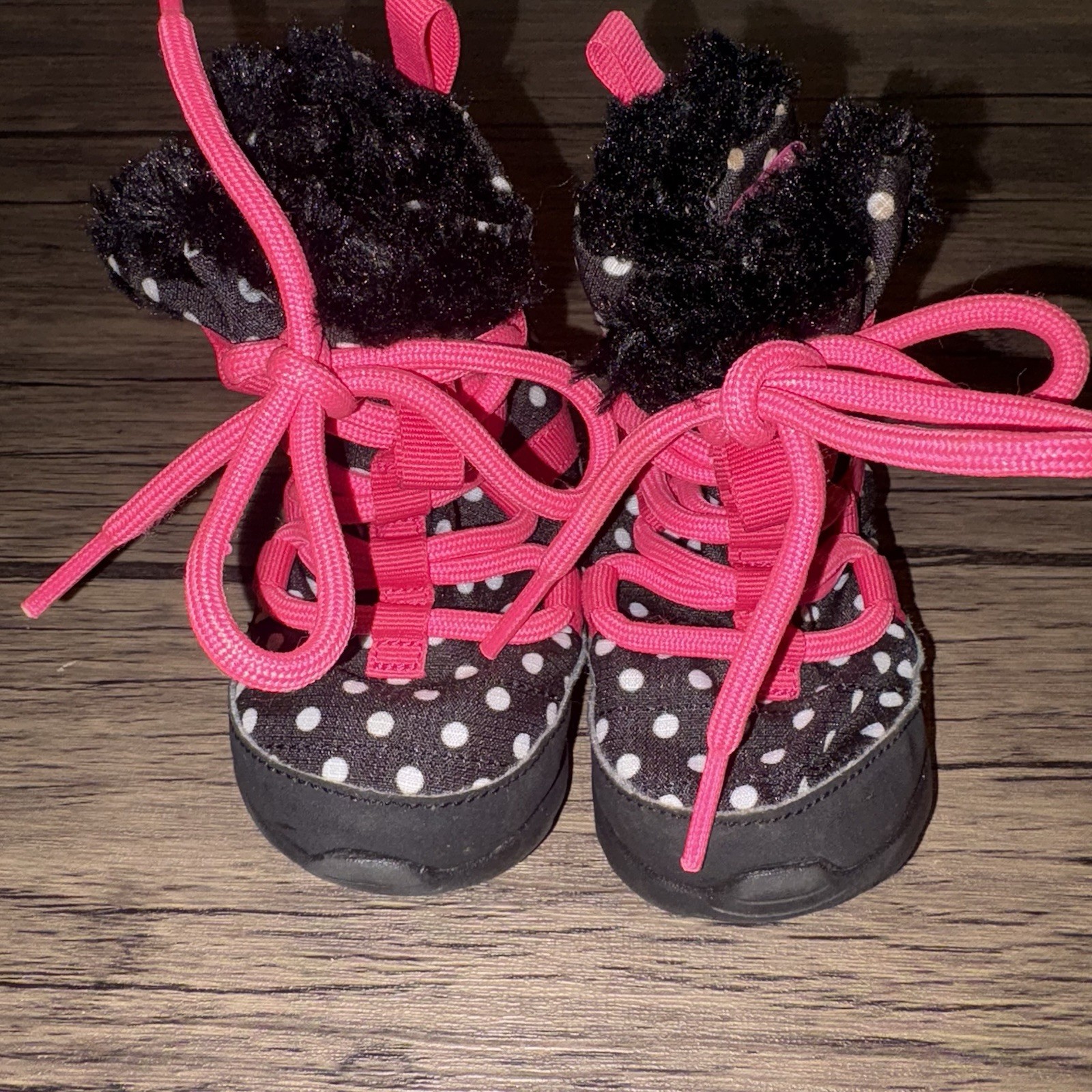 Nike Roshe One Hi Flash Toddler Girls Boots Size 4C Black Pink Polka Dot