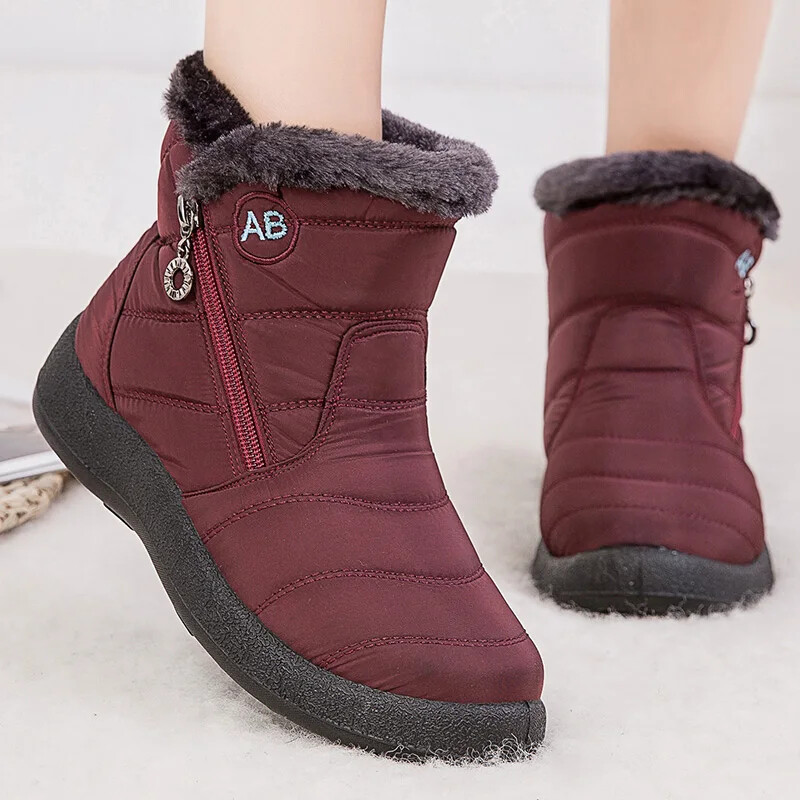 Fashion Waterproof Snow Boots Casual Lightweight Ankle Warm Winter Boots Black