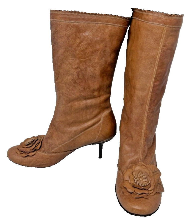 Goffredo Fantini Vero Cuore 38 1/2 Brown Soft Leather Women Boots Made In Italy