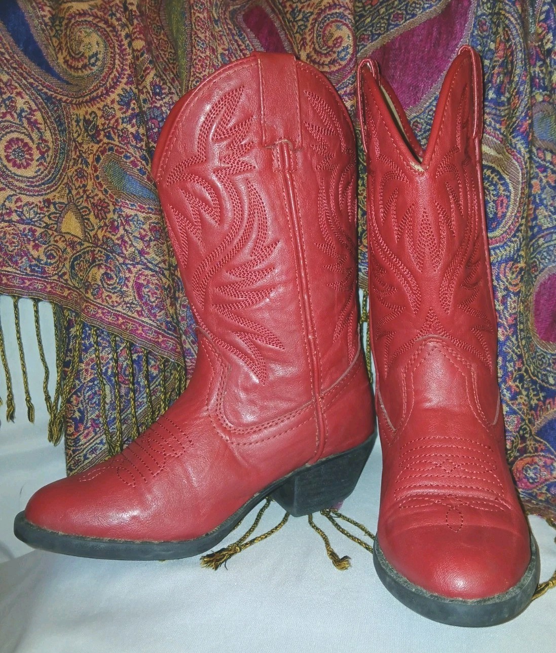 Austin Clothing Comp. Girls Red Western Boots Size 13