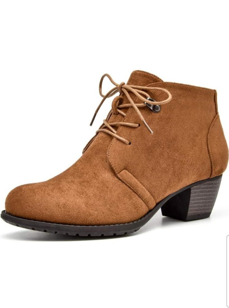 VJH NEW  Sz 11  Comfortably Designed  Round Toe  Lace-up Chunky Block Heel Brown