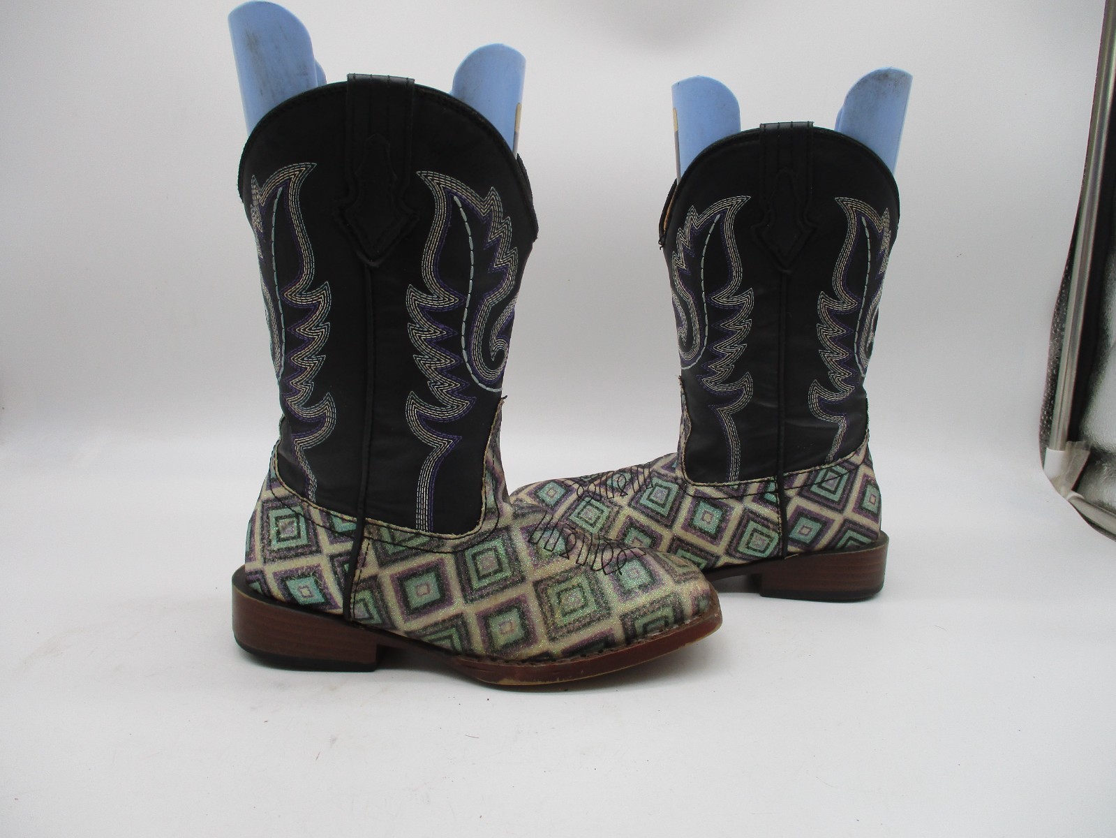 Roper Glitter Southwestern Western Square Toe Girls Boots Size 13 0901819011523