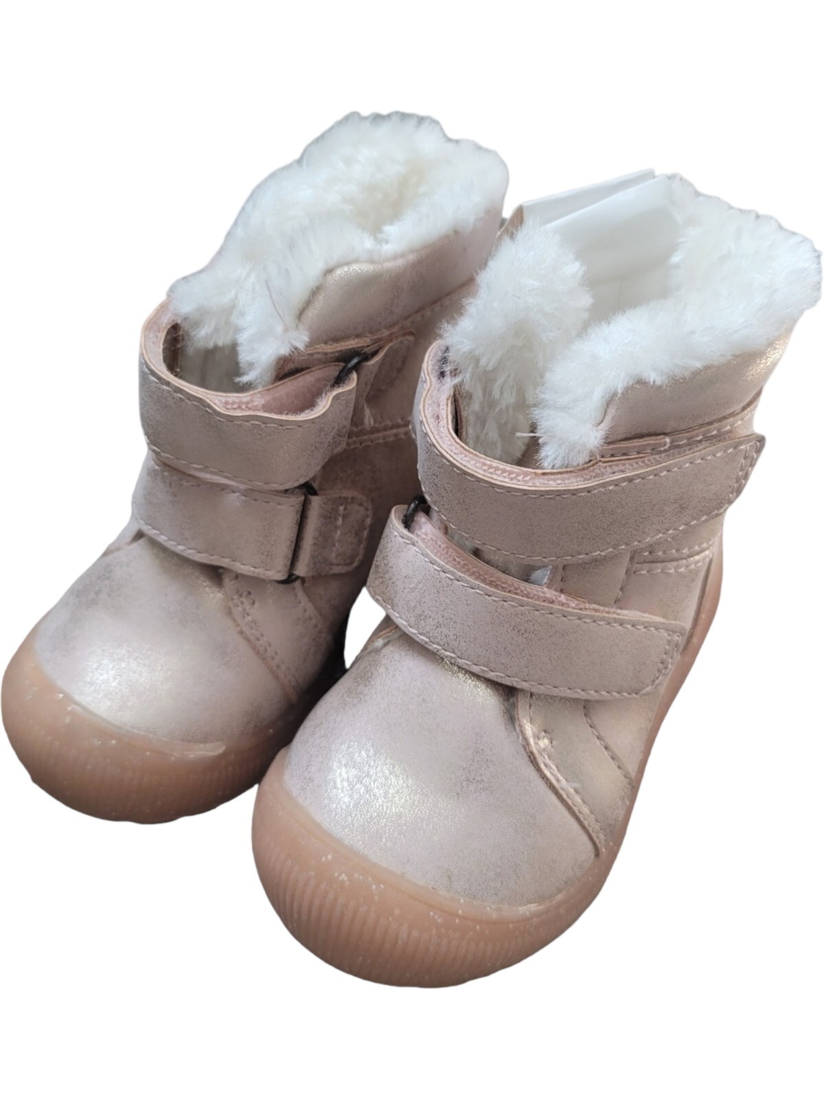 Cat & Jack Toddler Girls Winter Boots Sz 7 Eli Faux Fur Shimmer Rose Gold Pink