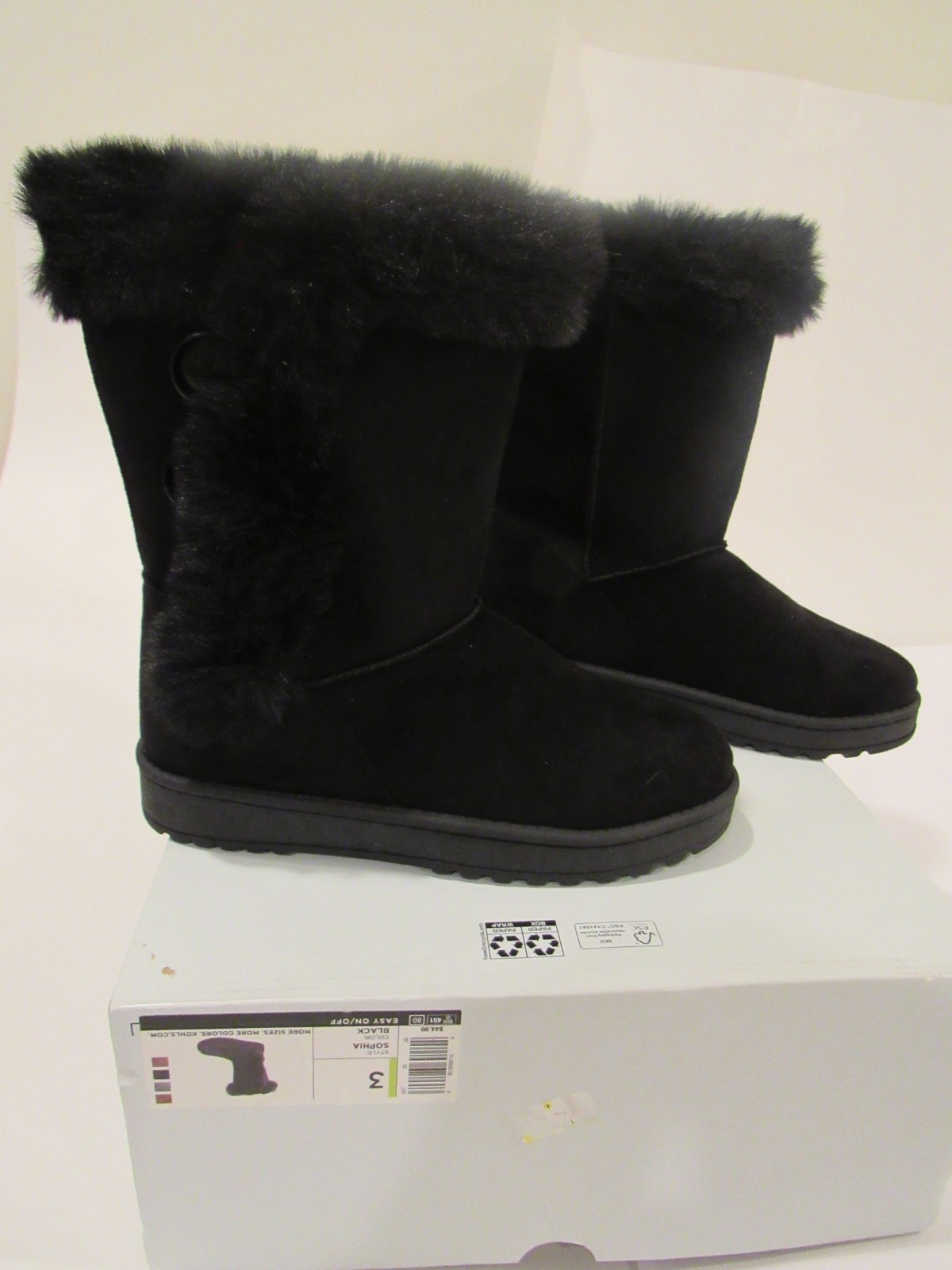 NEW $45 GIRLS “SO” BRAND “ABIGAIL” UG STYLE BLACK BOOTS SIZE 2 ($15)