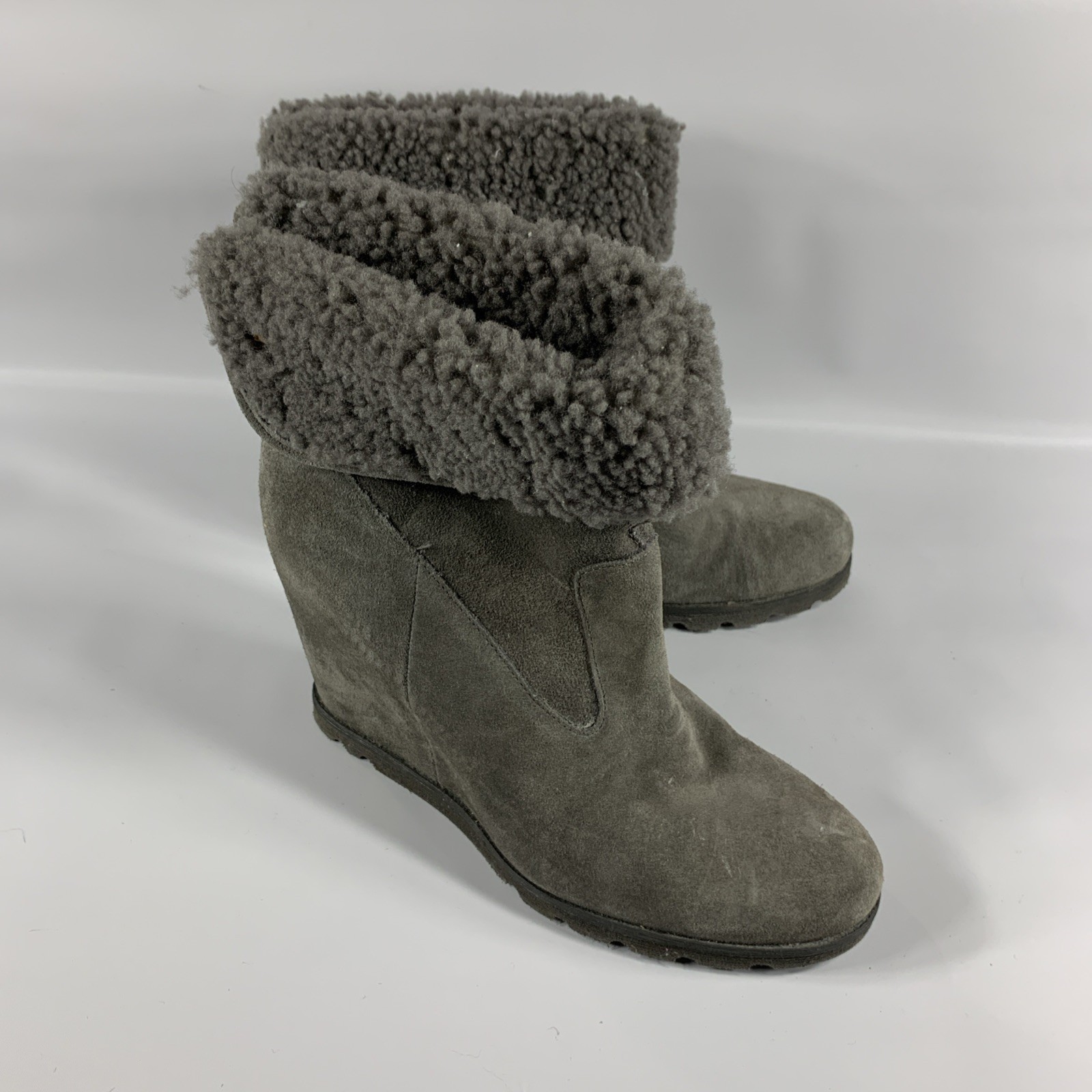 UGG Australia Kyra Suede Women Boots Heels Wedges 1009318 Grey Size 9.5 Uggs