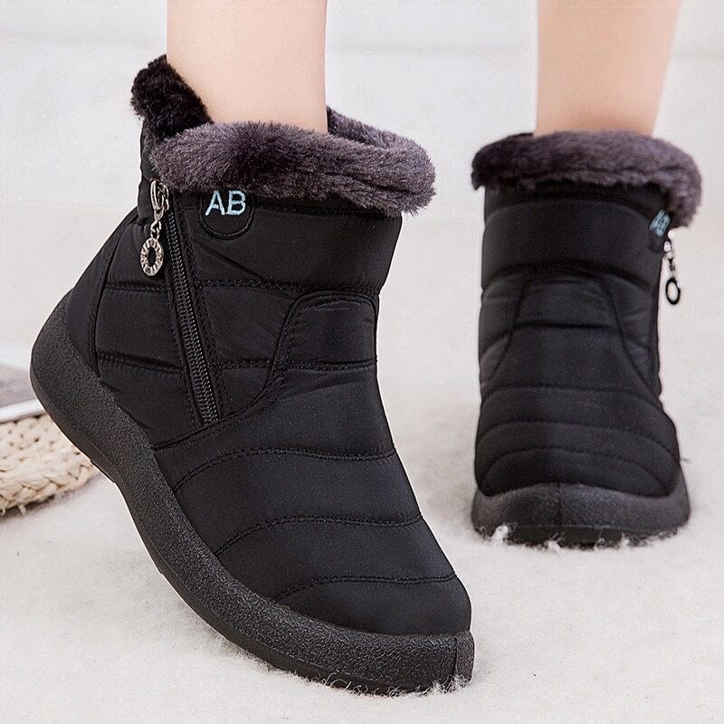 Women Boots Watarproof Ankle Boots For Winter Shoes Keep Warm Snow Boots Zipper