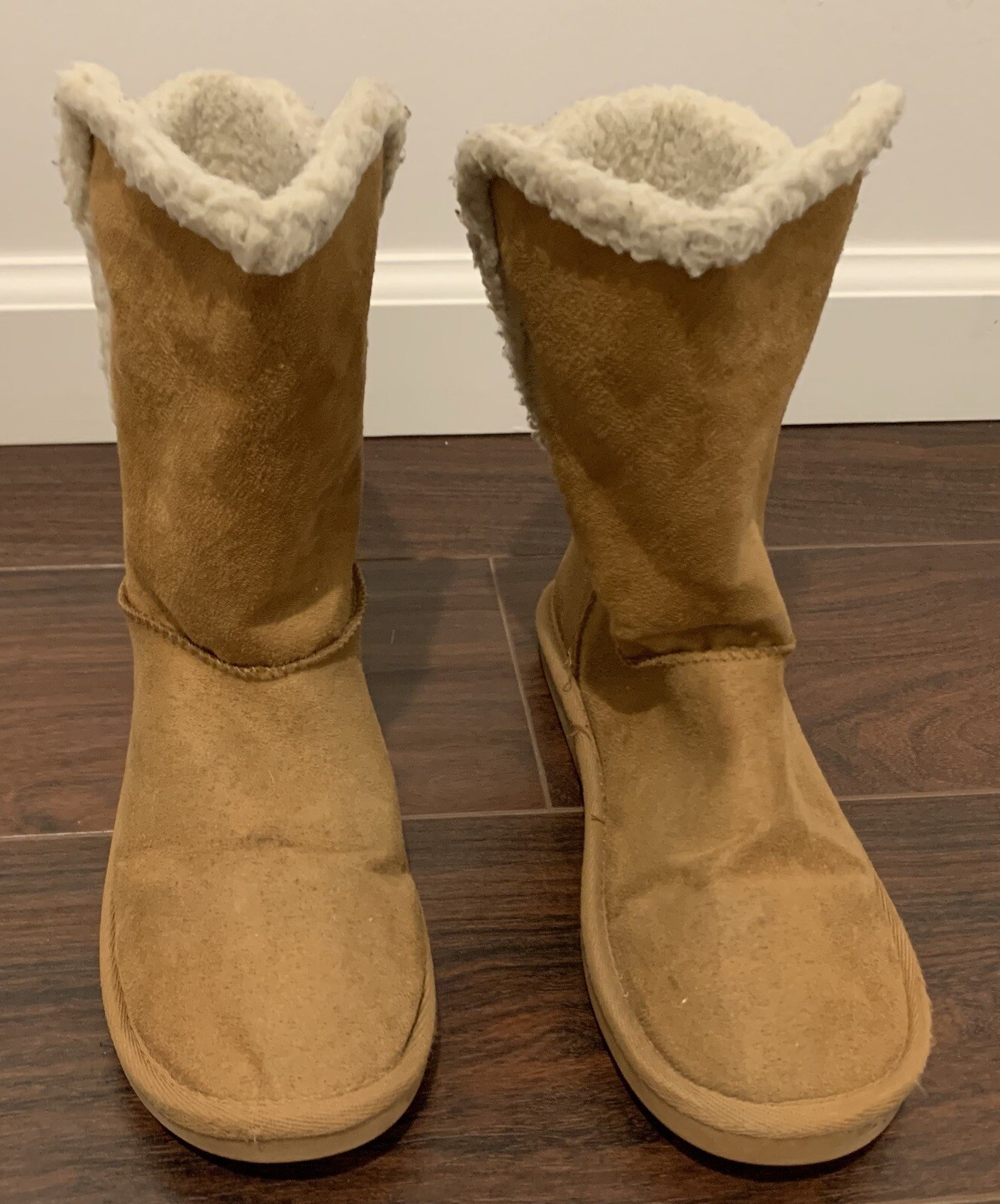 Justice Girls Winter Boots Faux Suede Fur Embellished Rhinestones Bows on Back 2