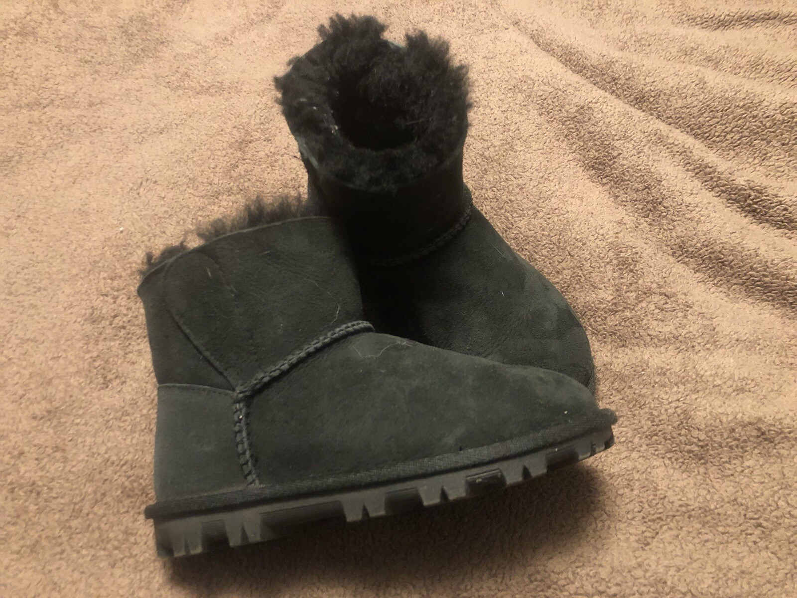 Kirkland girls winter boots size 12 youth black ankle faux suede NEW