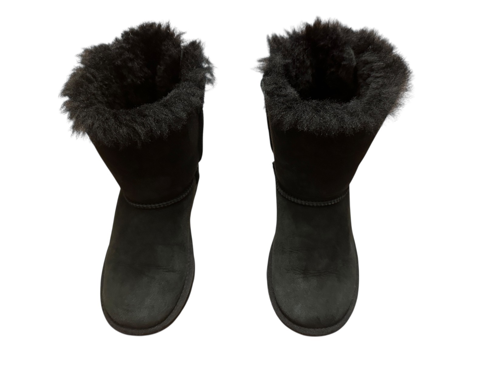 Ugg Bailey Bow II Black Suede  Girls Chucka Shearling Boots Size 1