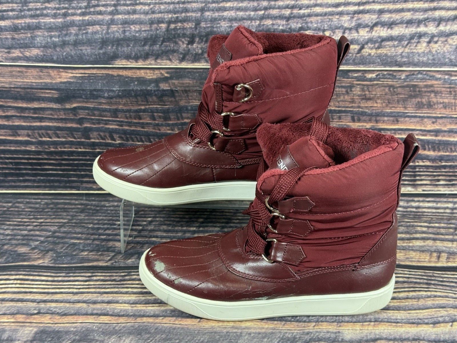 Lands End Women  Winter Boots Size 6.5 Insulated Waterproof Snow Shoe Red chili