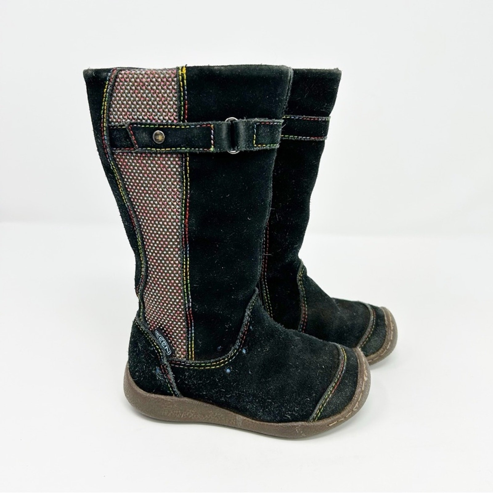 KEEN Punky High Tall Boots Girls US 8 EU 24 Black Multicolor Stitching