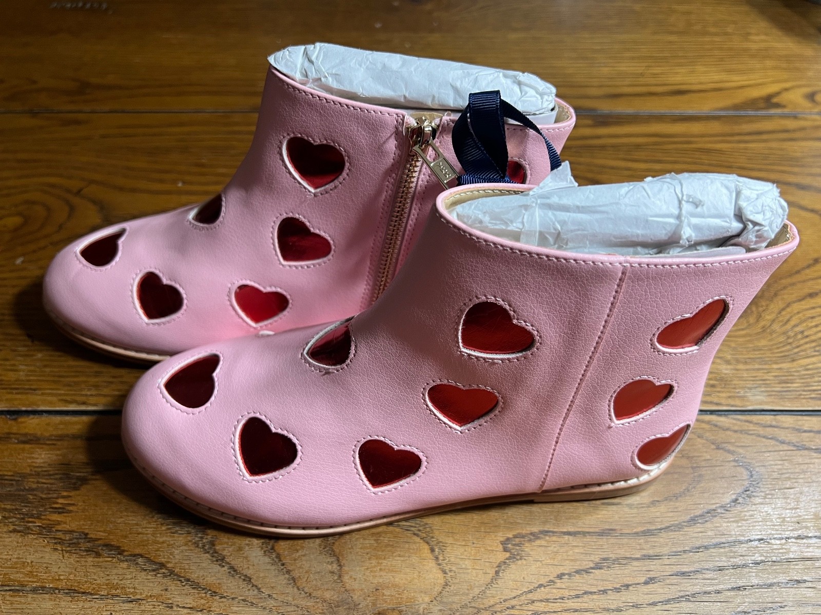 NWT Janie and Jack Valentine Loves Metallic Heart Booties Girls Boots Size 5 5K