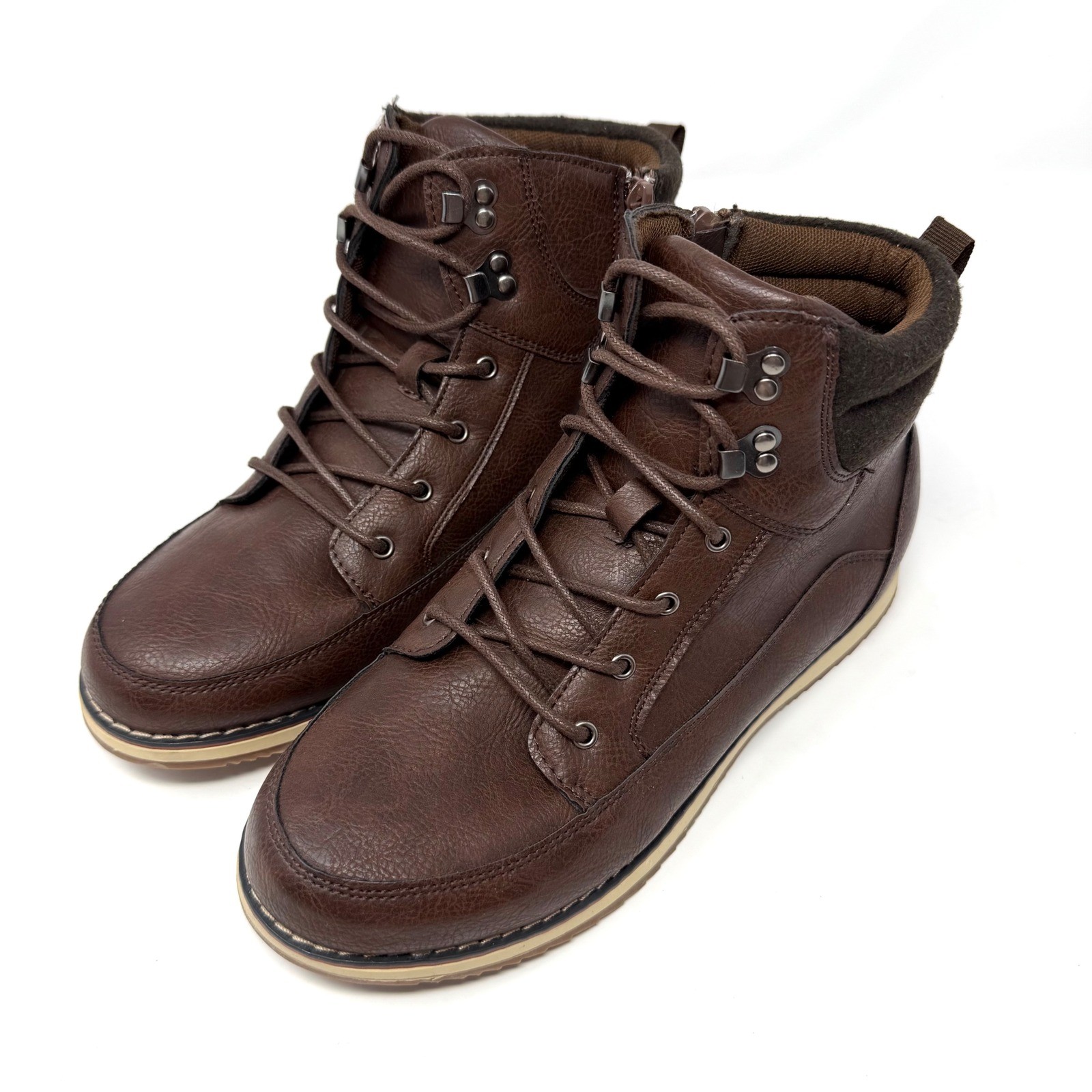 Steve Madden Brown Faux Leather Lace Up Side Zip Ankle Boots Kids Size 6