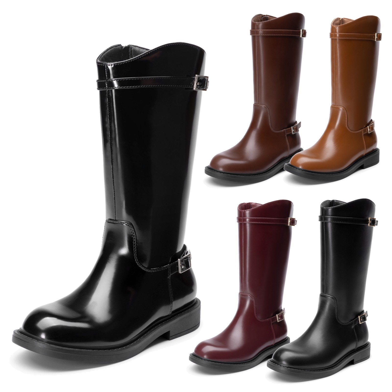 Girls Fashion Knee High Riding Boots Side Zipper For Little Big Kids Toddlers