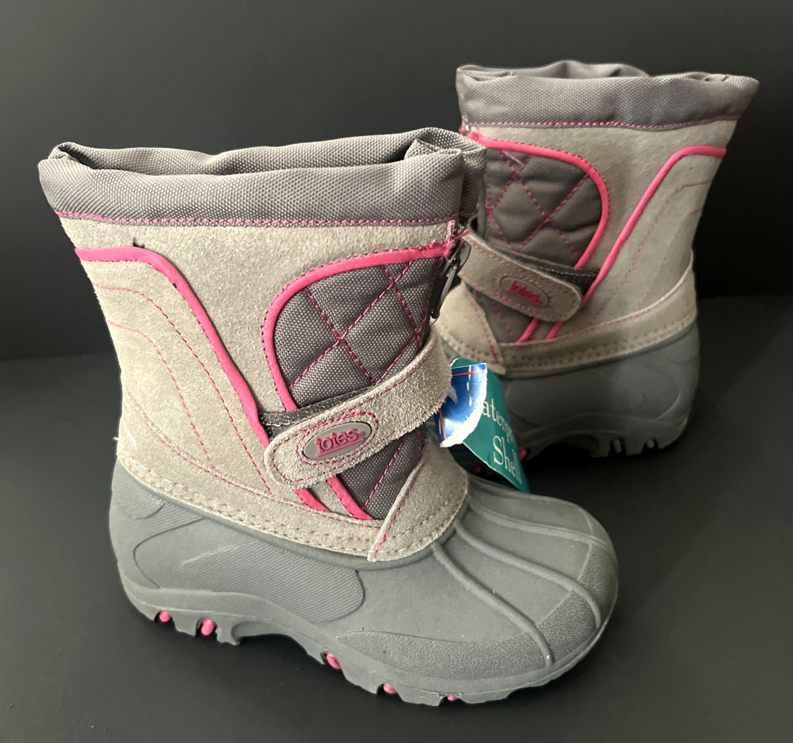 Girls Boots Size 9 Snow Boots TOTES Waterproof Padded Boot Shaft Slip On EU 27
