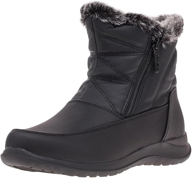 TOTES Dahlia Black Snow Boots Thermolite Dual Side Zip Women 7.5 W