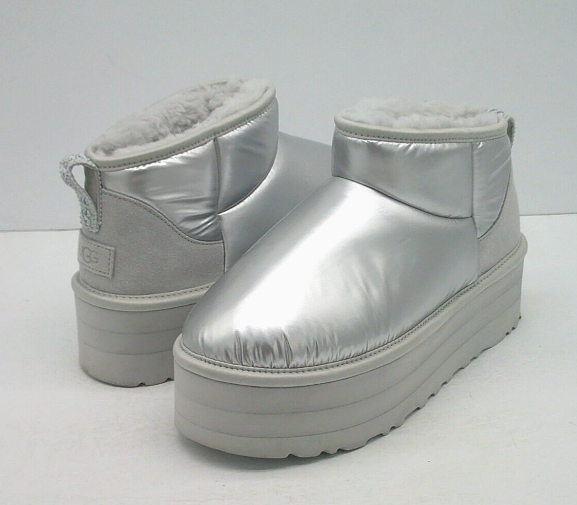 UGG ULTRA MINI PLATFORM  HI SHINE WOMEN BOOTS SILVER US 7 /UK 5 /EU 38 /JP 24