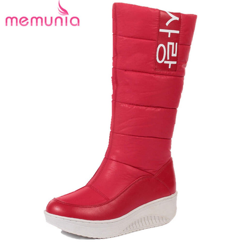 MEMUNIA SIZE 35-44 Ladies snow boots wedges heels slip on women winter boots fur