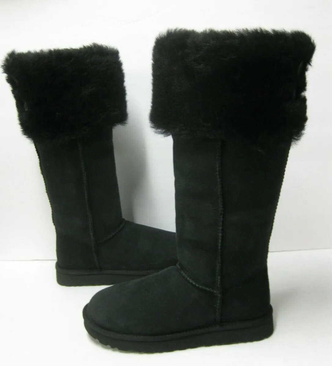 UGG OVER THE KNEE BAILEY BUTTON WOMEN BOOTS SUEDE BLACK US 7 /UK 5 /EU 38 /JP 24