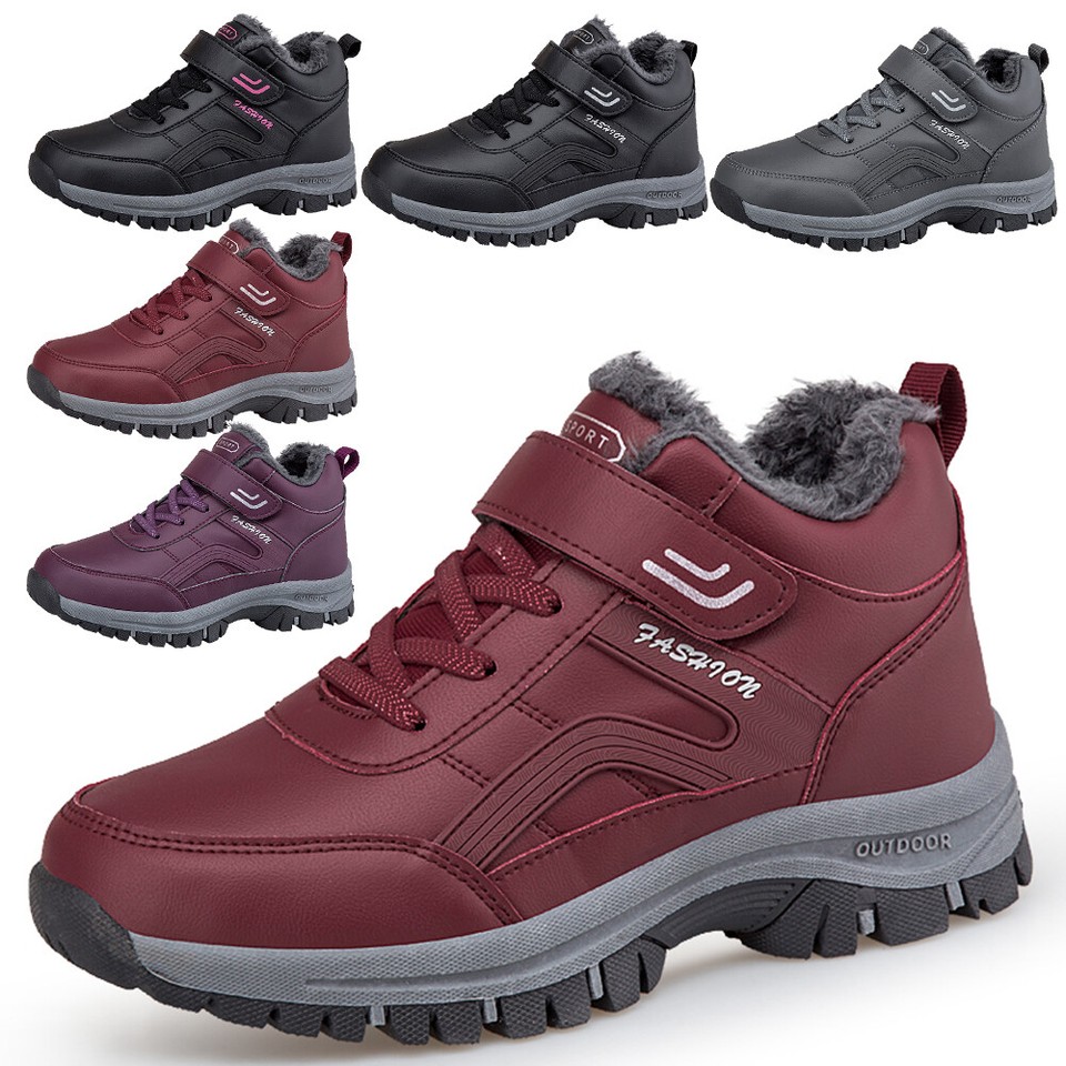 Men Women Winter Boots Warm Fur Lined Snow Sneakers Shoes Trekking Walking Work