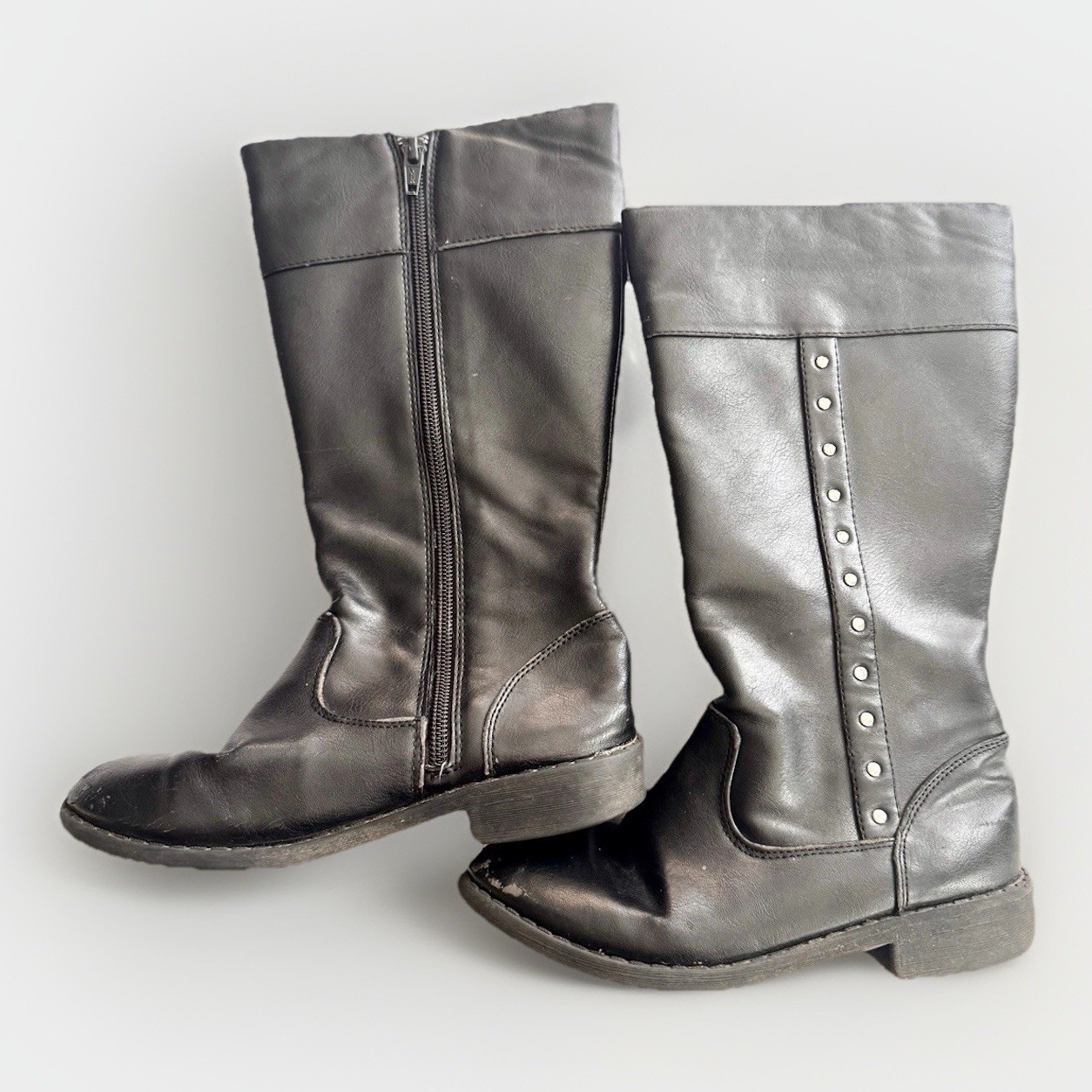 Sonoma Girls Black Riding Boots Size 13M Studded Mid Calf Zip