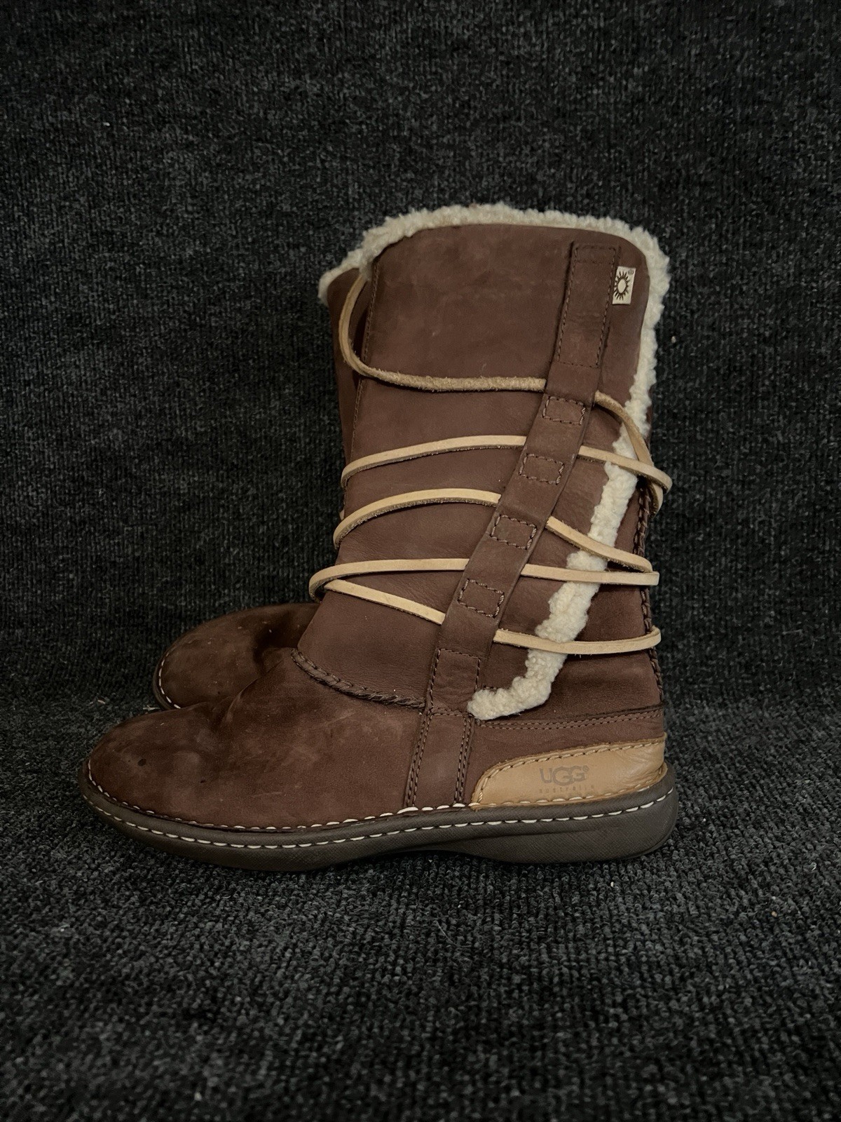 UGG AUSTRALIA Catalina Women Winter Boots Brown Size 8 Leather Sheep Skin