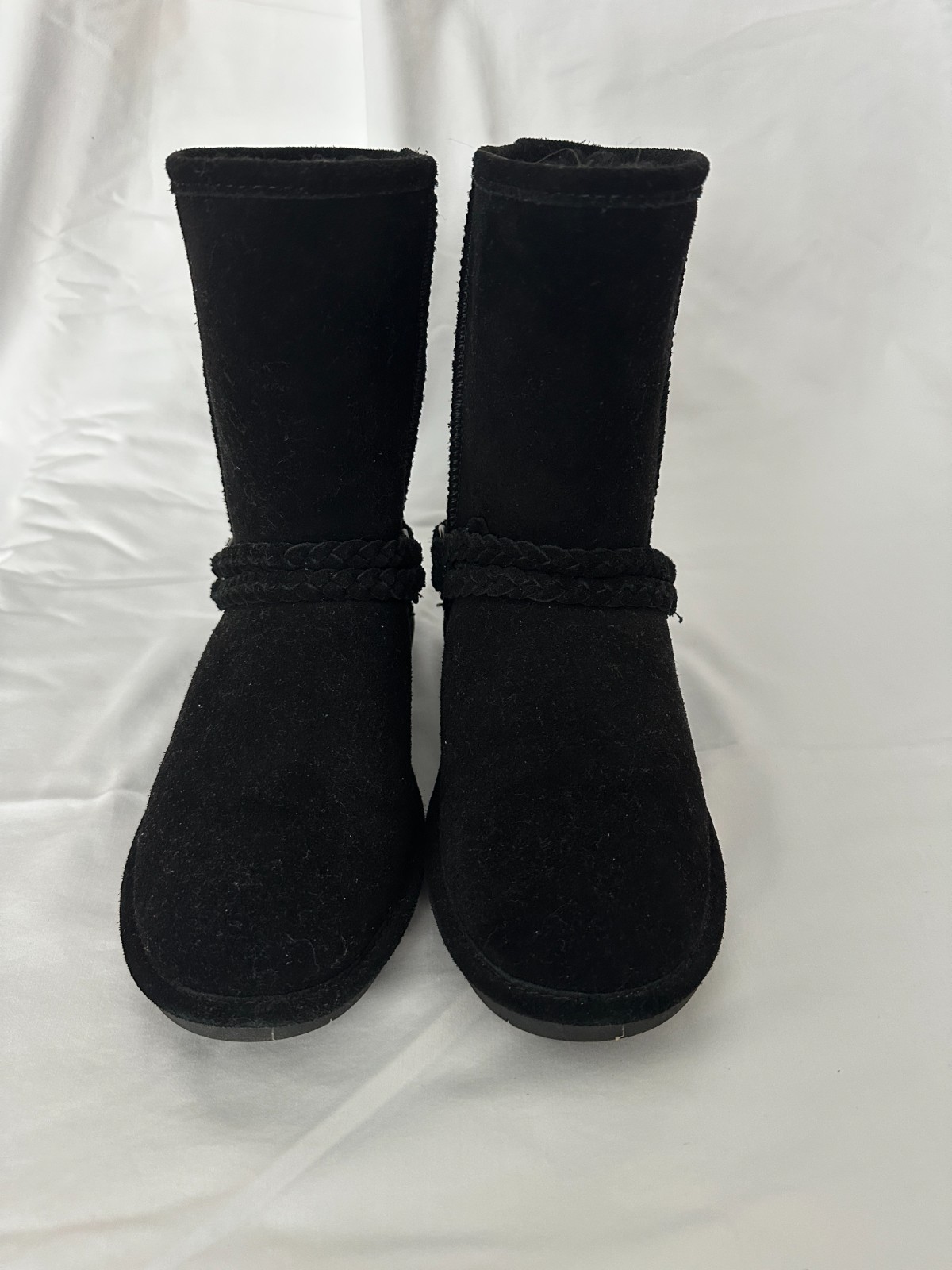 Bearpaw Adele Short Sheepskin Wool & Suede Black Women Boots Women’s Size 9