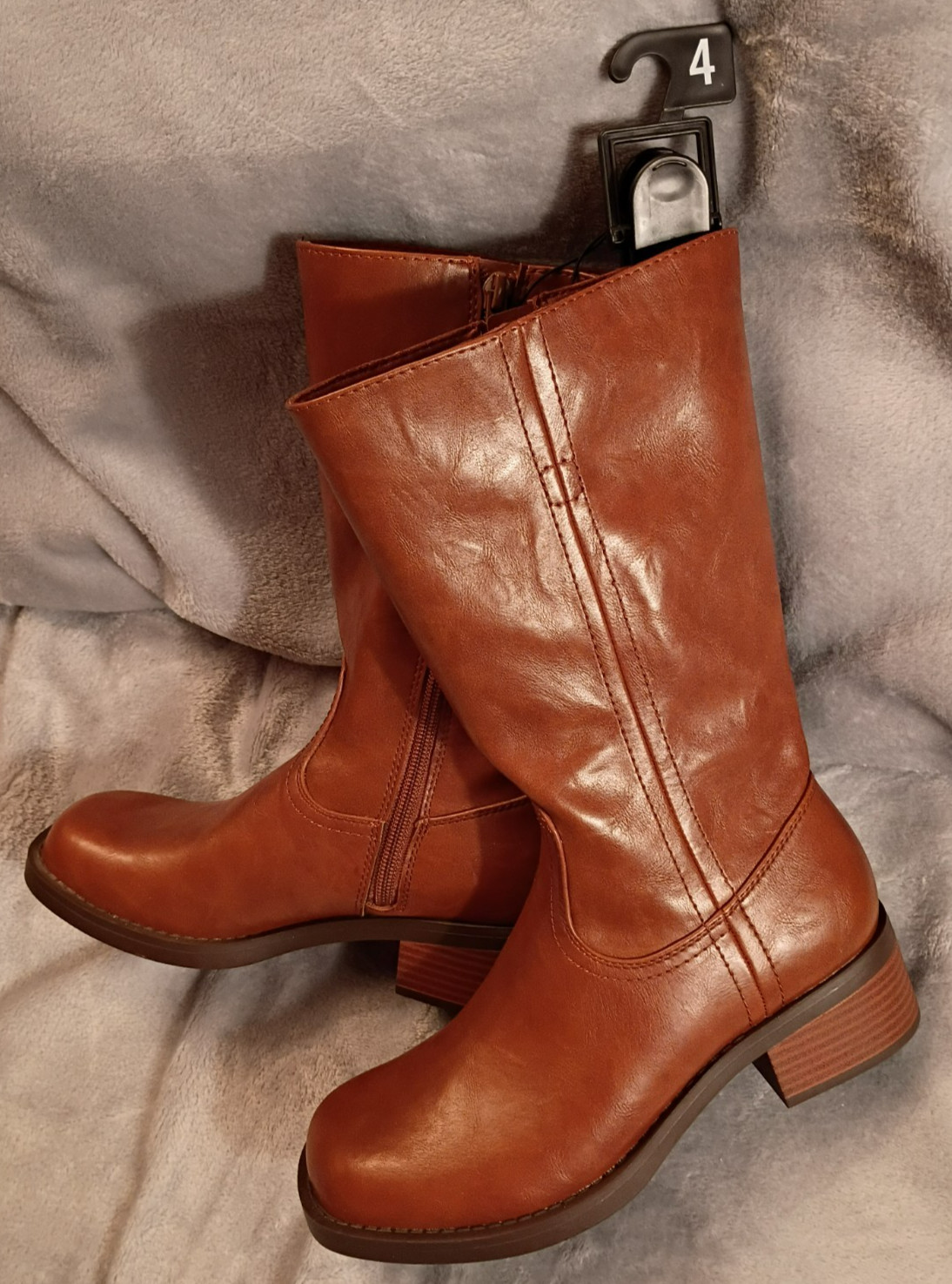 NEW Wonder Nation Brown Tall Faux Leather Riding Boots Girls Sz 4 Youth Western