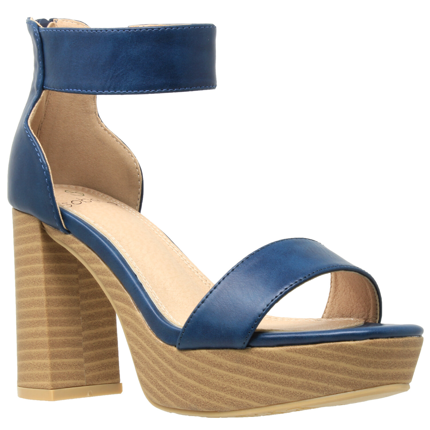 Womens Platform Sandals Open Toe Ankle Strap Chunky Block Heel Shoes Teal