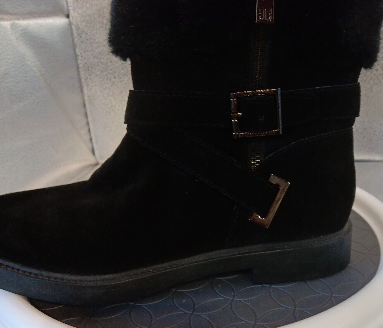 Ivanka Trump Chani13 Black Suede/Fur Women Boots Size 7M