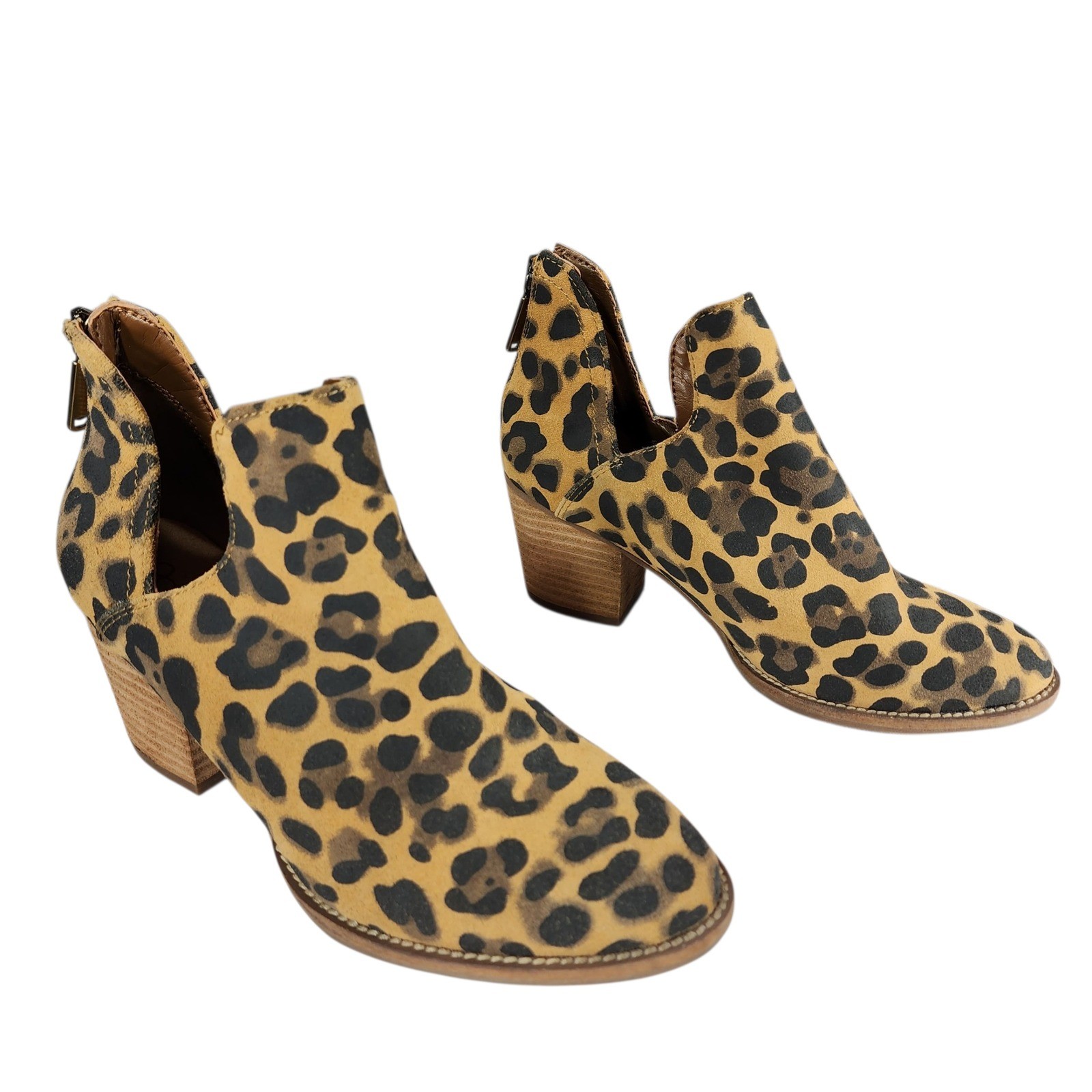 Blondo Leopard Print Ankle Booties sz 7M Women Neda Boots Waterproof Leather