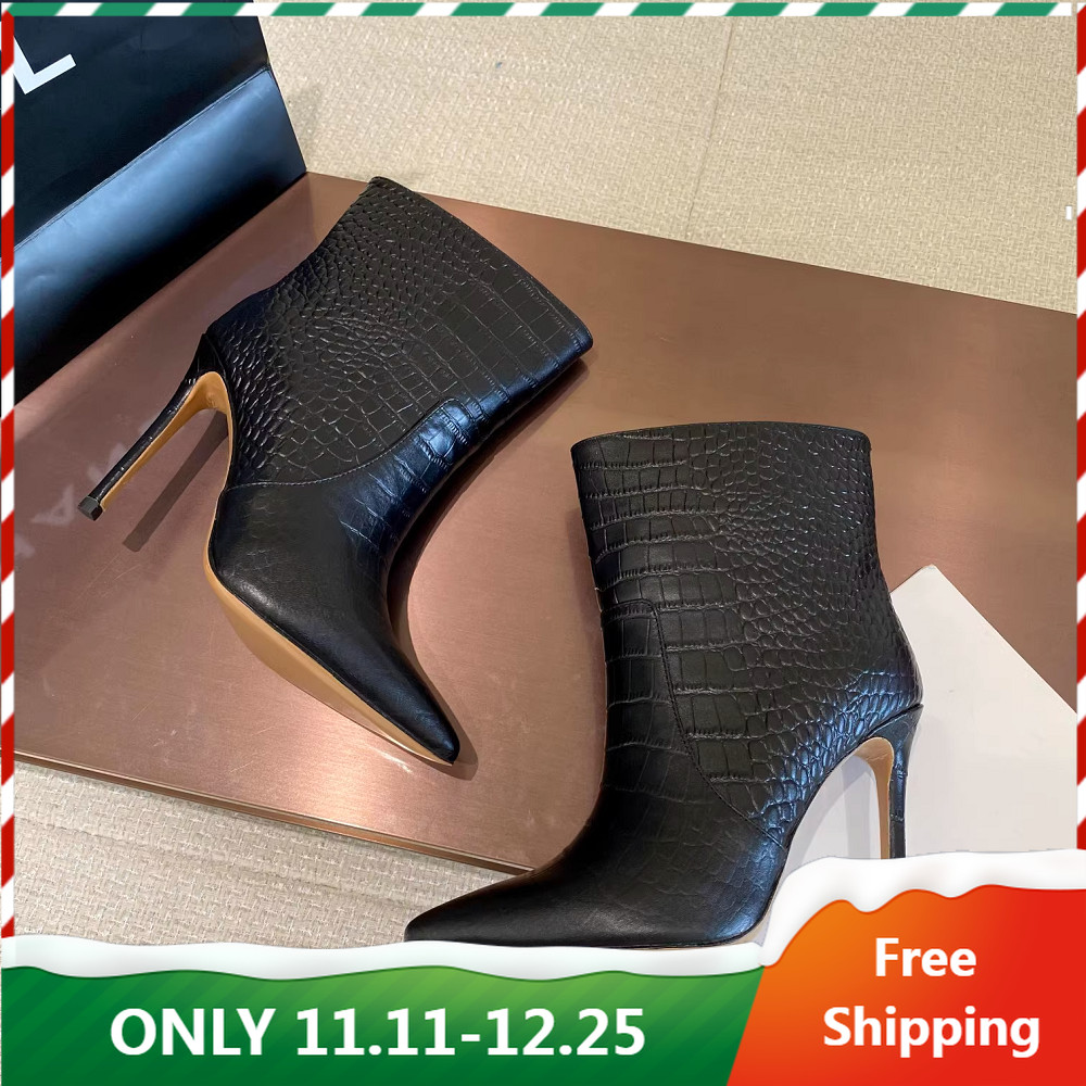 Paris Texas Luxury High Heels Women’ Boots Genuine Leather Exquisite Short Boots