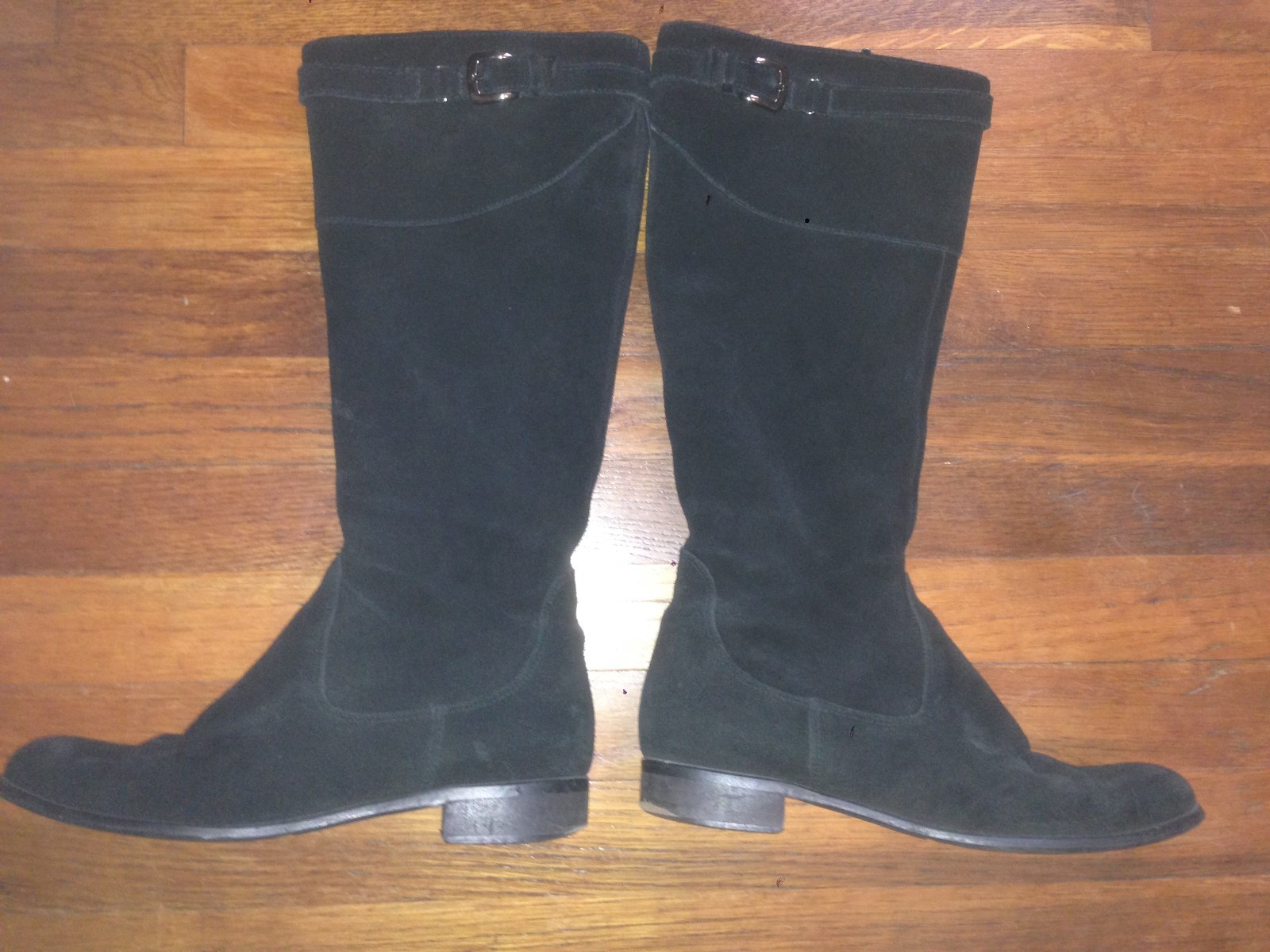 LA CANADIENNE  BLACK SUEDE LEATHER SIDE ZIP TALL CALF women BOOTS 10 M