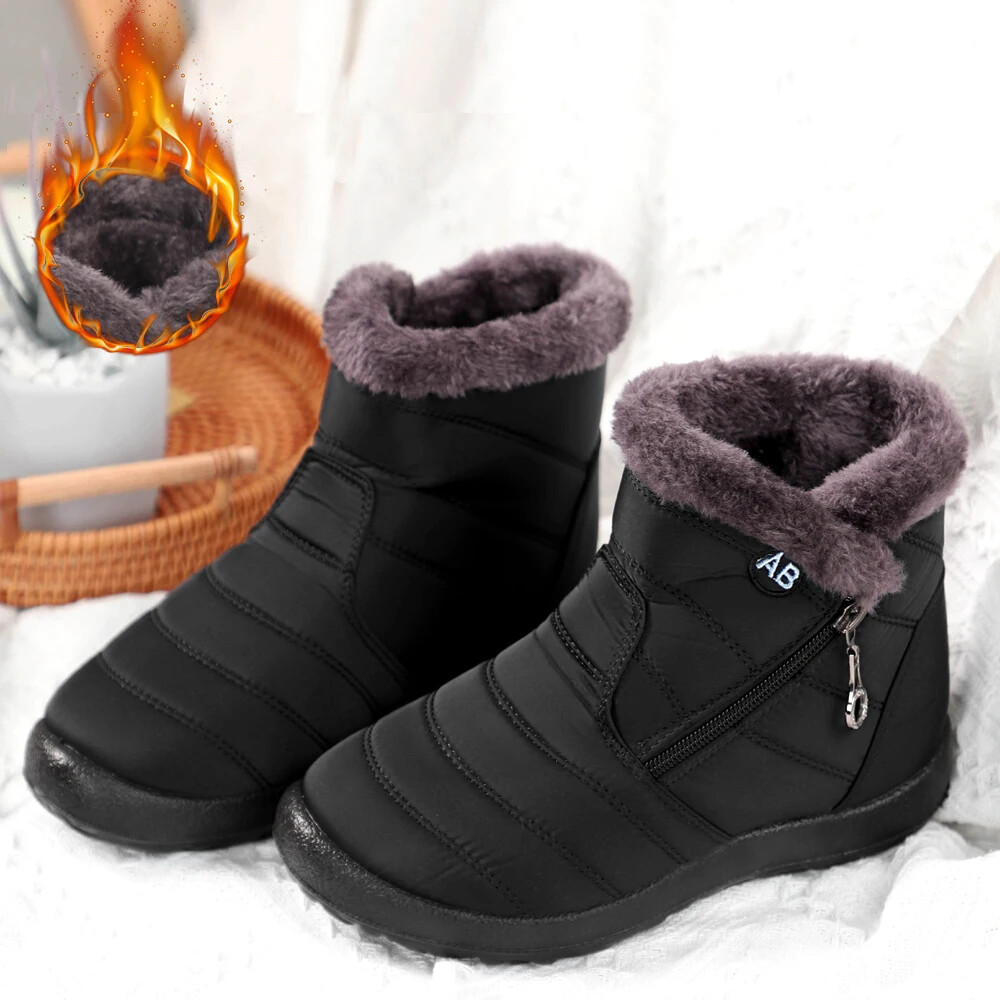 Women Boots Waterproof Snow Boots Casual Lightweight Ankle Boots Warm Fur Boots