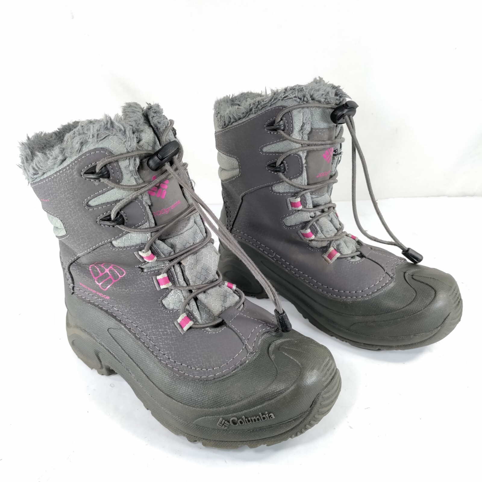 Columbia Bugaboot Plus Girls Boots Sz 5 Gray Omni-Heat Insulated BY1321-051