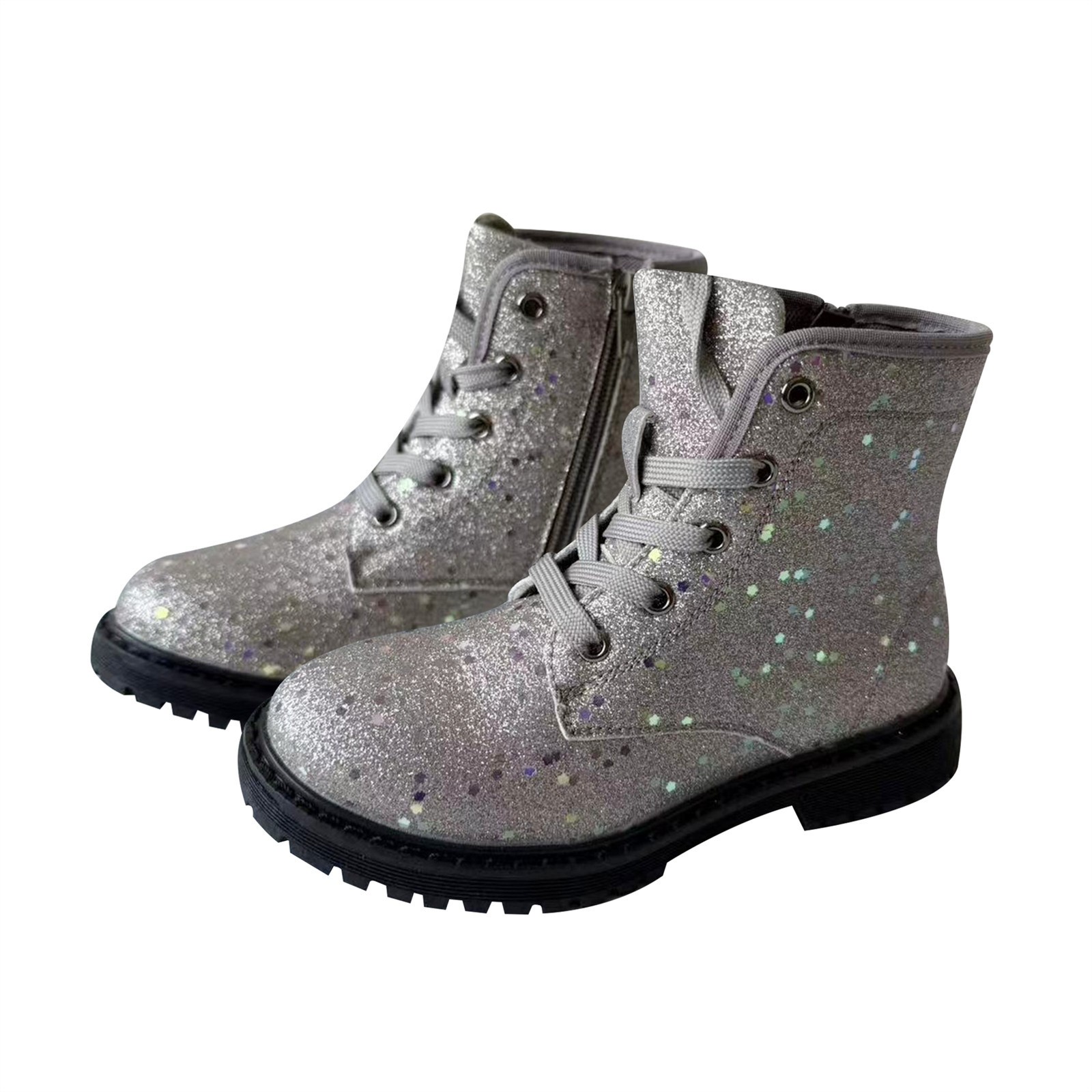 A2Z 4 Kids Girls Galaxy Glitter Winter Snow Boots Shoes PU Lace Up Ankle shoes