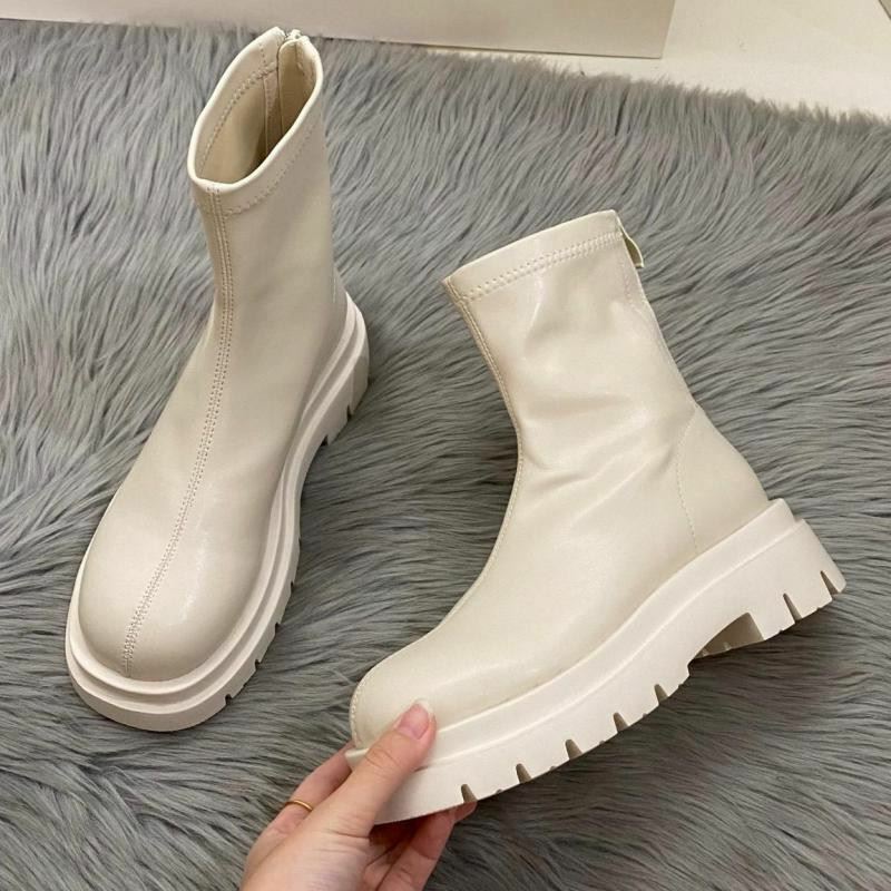 2022 New Arrive Platform Shoes Women Boots Round Toe Zipper Autumn Winter