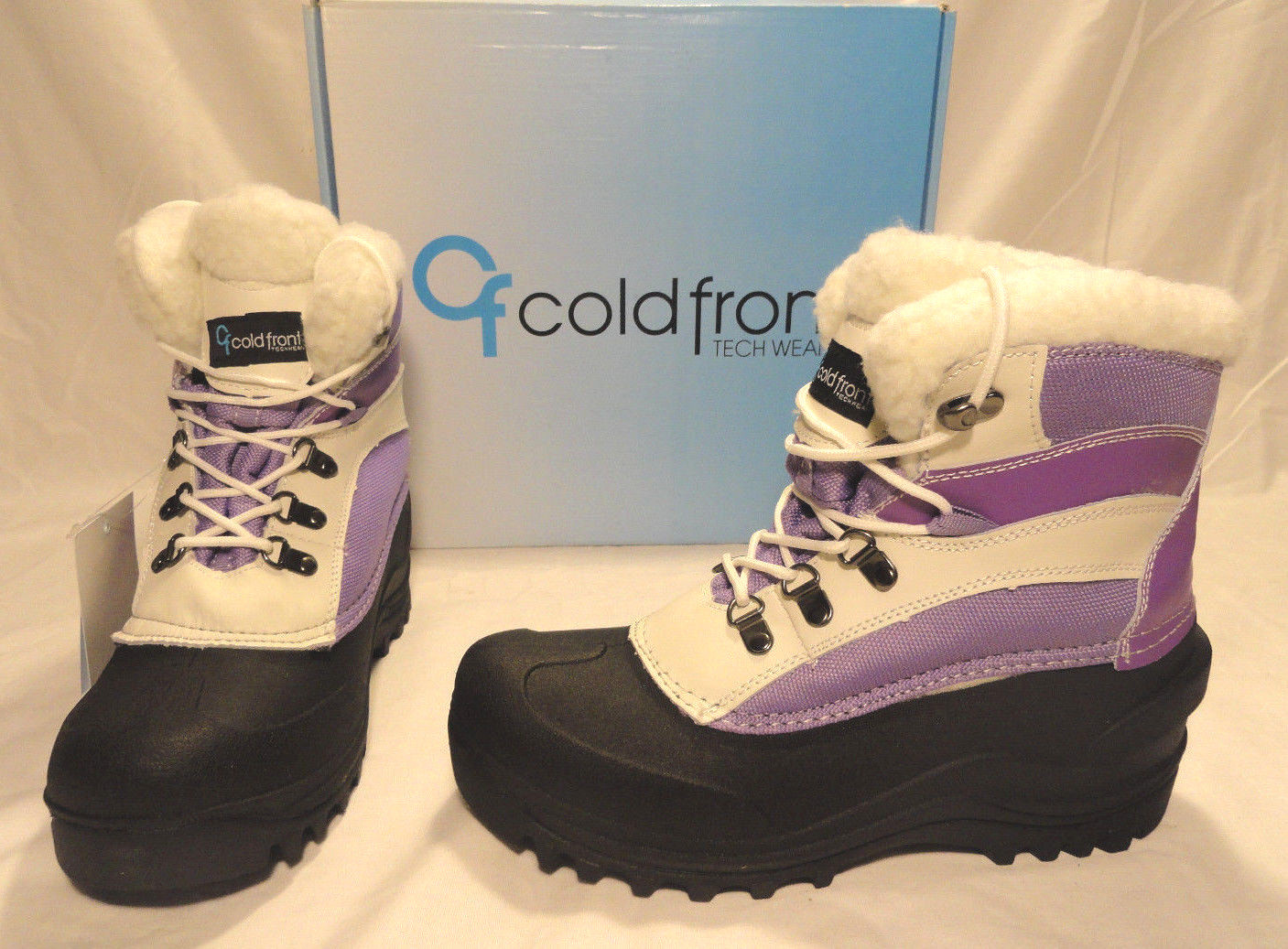 COLDFRONT SLEIGH BELL YOUTH GIRLS LAVENDER/WHITE 3M INSULATED WINTER BOOTS, SZ 6