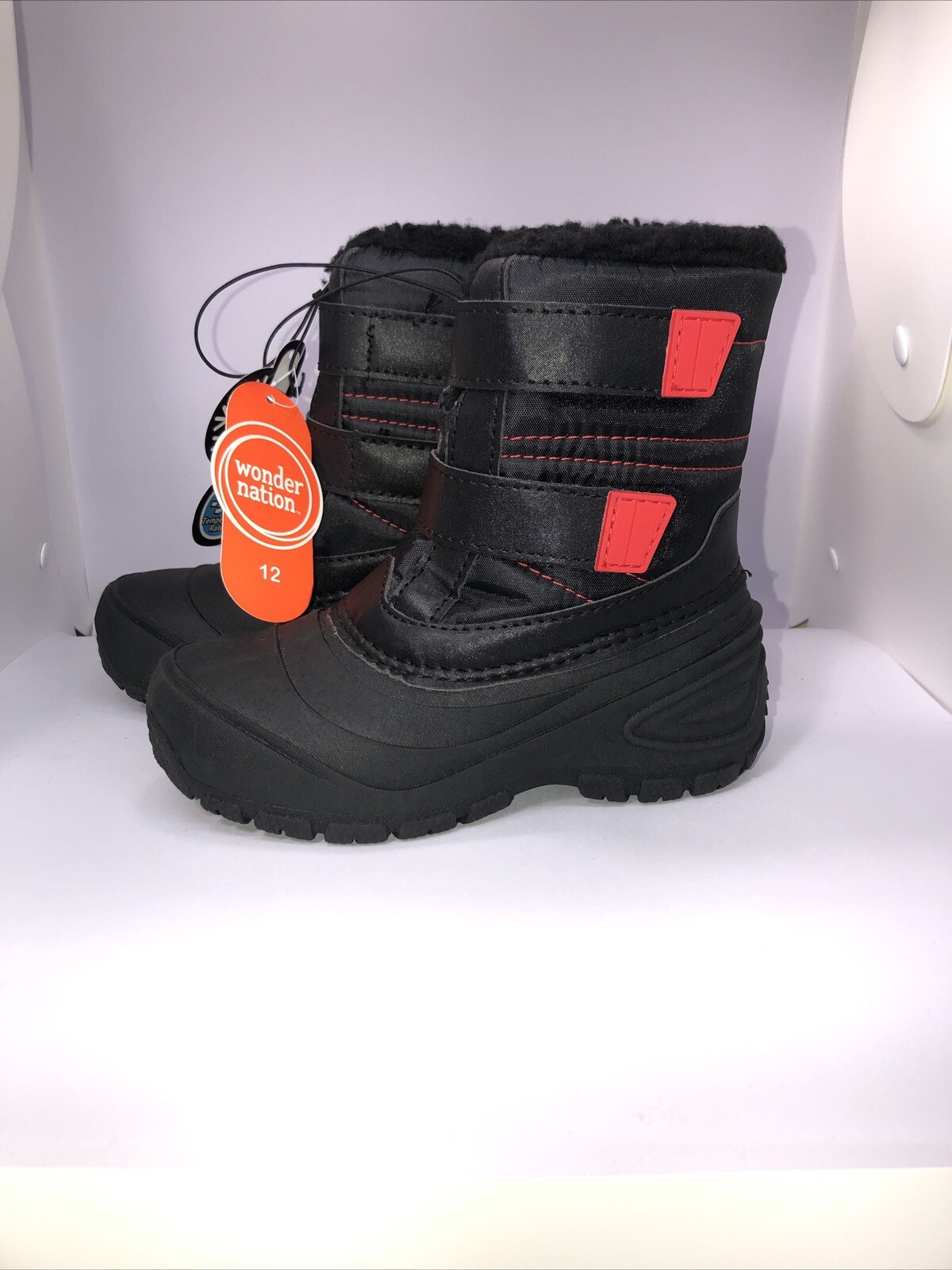 wonder nation girls boots black sizes 12  snow  shoes winter New skid resistant