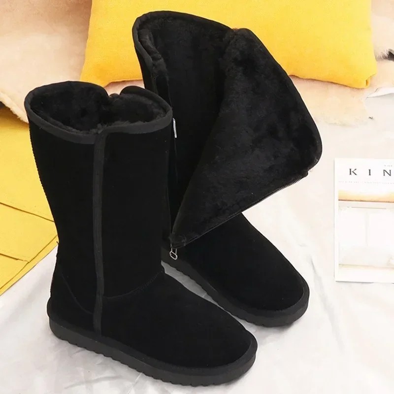 Women Winter Snow Boots Premium Waterproof Genuine Fur Knee High Warm 24