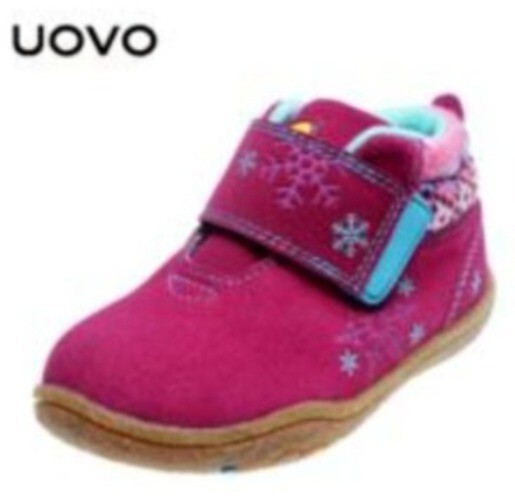 UOVO MONDO Baby Snow Flakes Design Low Cut Winter Boots Pink Sz 23/US-7(Infant)
