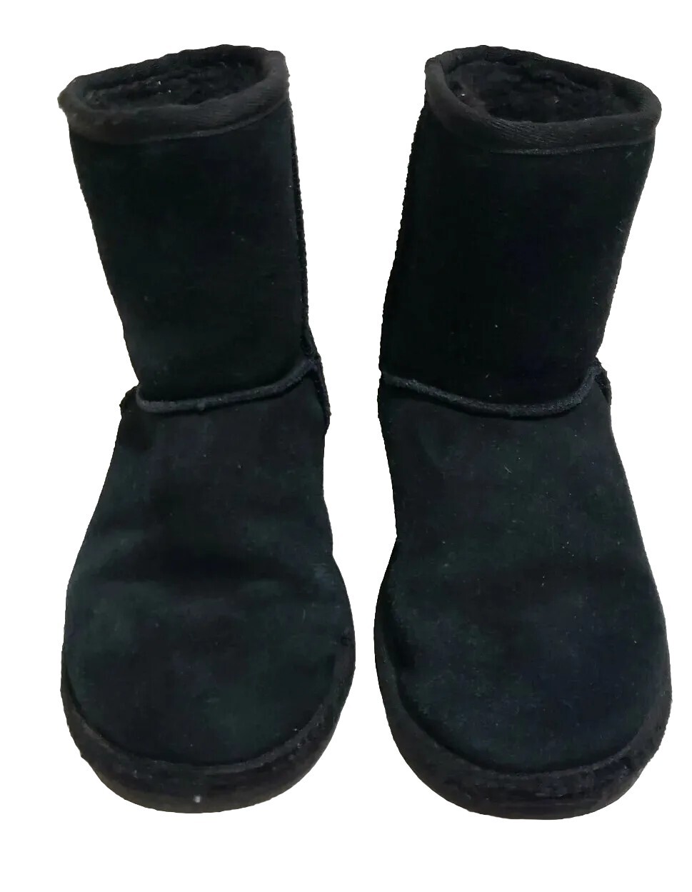 Koolaburra by UGG Girls Boots Size 1 Sheep Shearling Black Leather Short 1019374