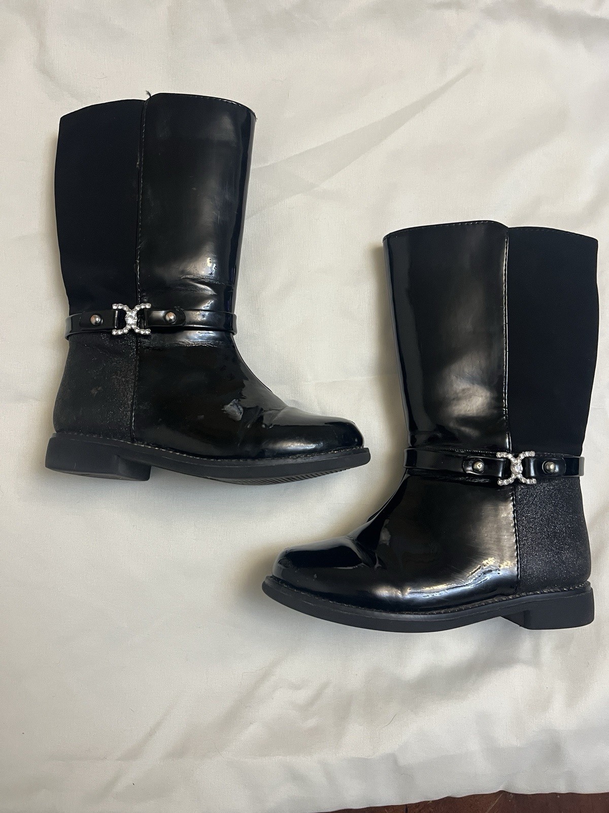 Children’s Place Black Shiny Girls Boots Size 9