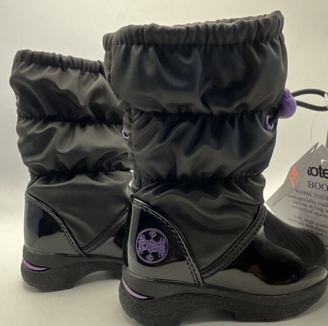 Totes Toddler Girls’ Winter Boots Black With Purple Size 5T NEW Very Cute