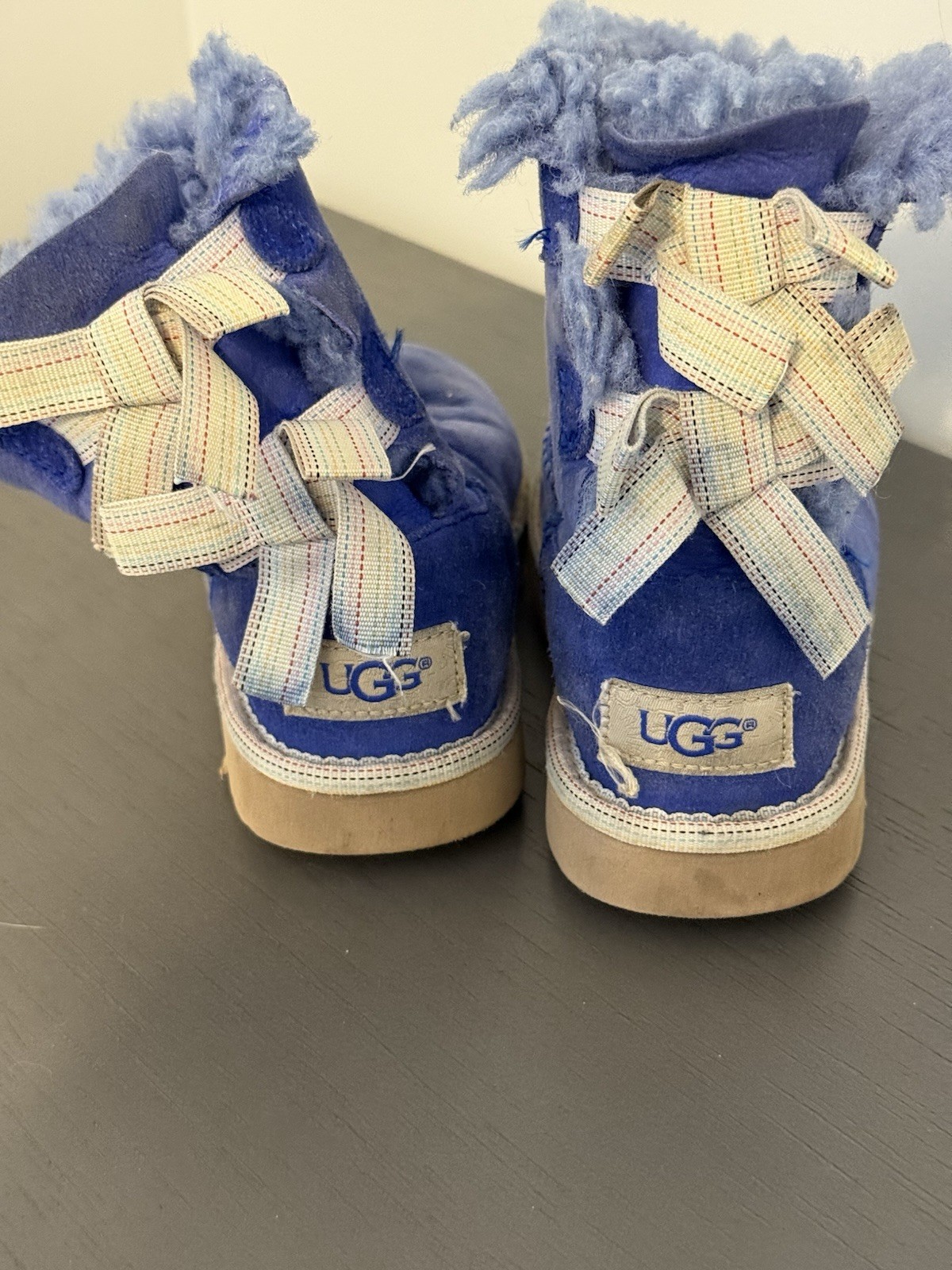 Uggs Bailey Bow in Blue Girls size 11 boots