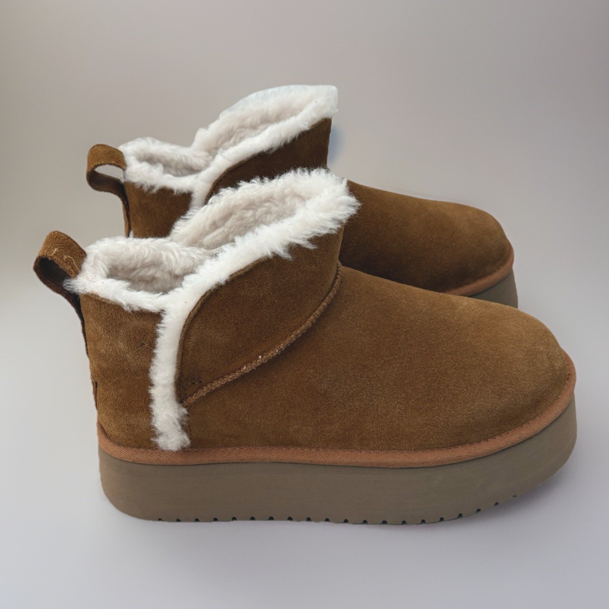 KOOLABURRA BY UGG Women BOOT So 7 CHESTNUT SUEDE FAUX FUR Lining NWOB Fast Ship