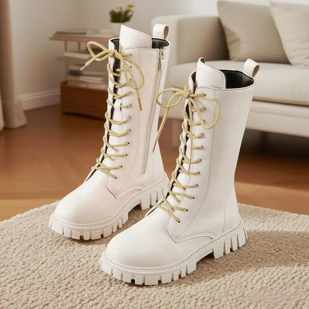 Girls Long Boots Simple Solid Color Soft Bottom Best Leather Kids Comfortable