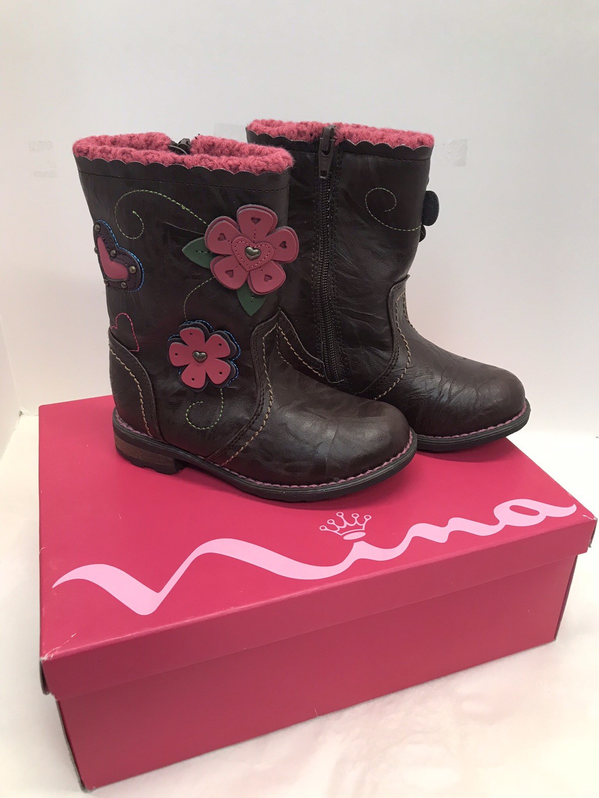 NEW NINA KIDS TALLULAH BROWN CRINKLED  Youth Girls Boots 9M